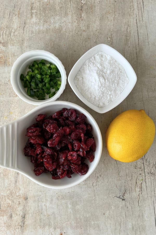 ingredients for jalapeno cranberry sauce