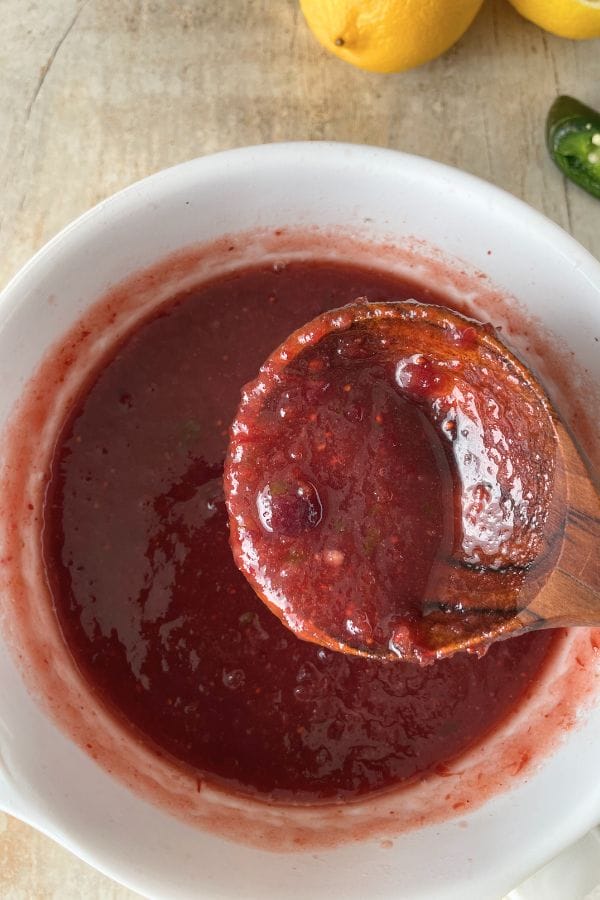 cranberry sauce in a bowl