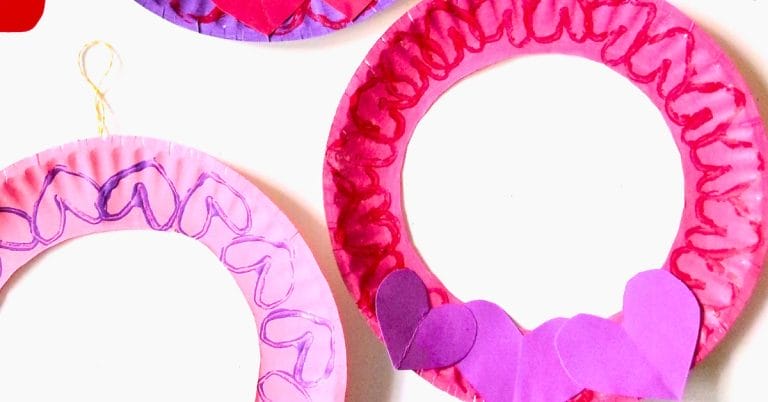 heart stamp wreathes made out of paper plates