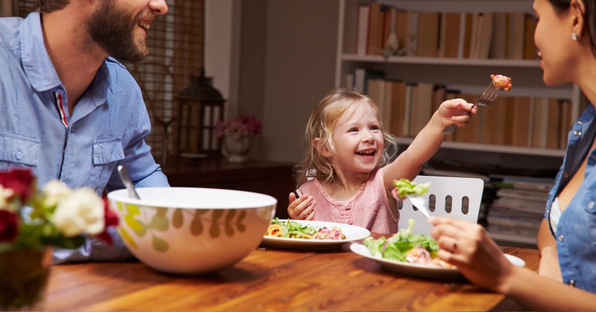 a family enjoying a healthy dinner