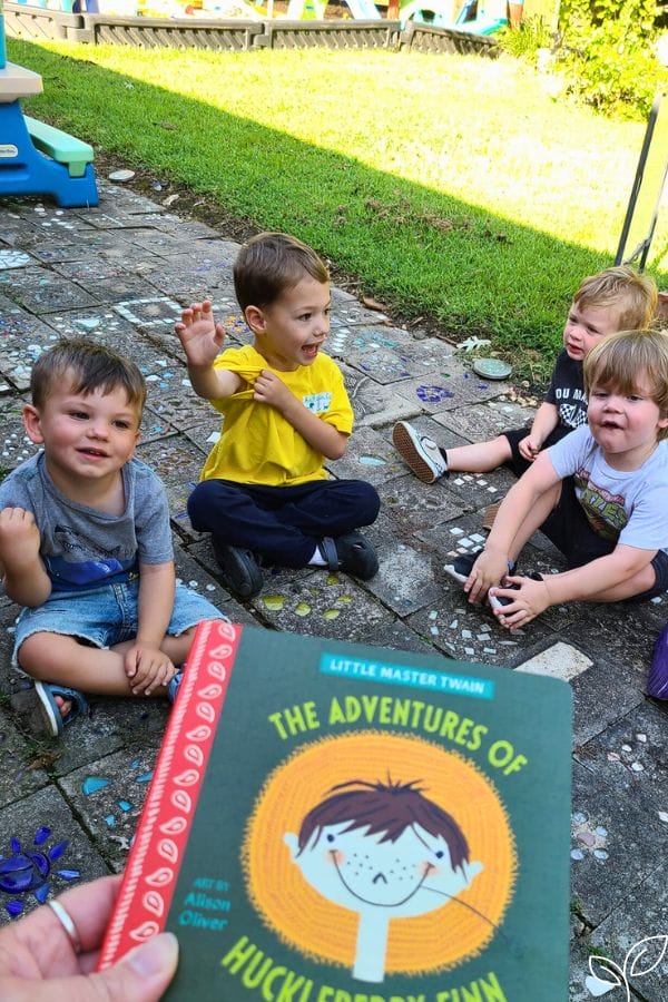kids waiting for story time of the adventure of huckleberry finn