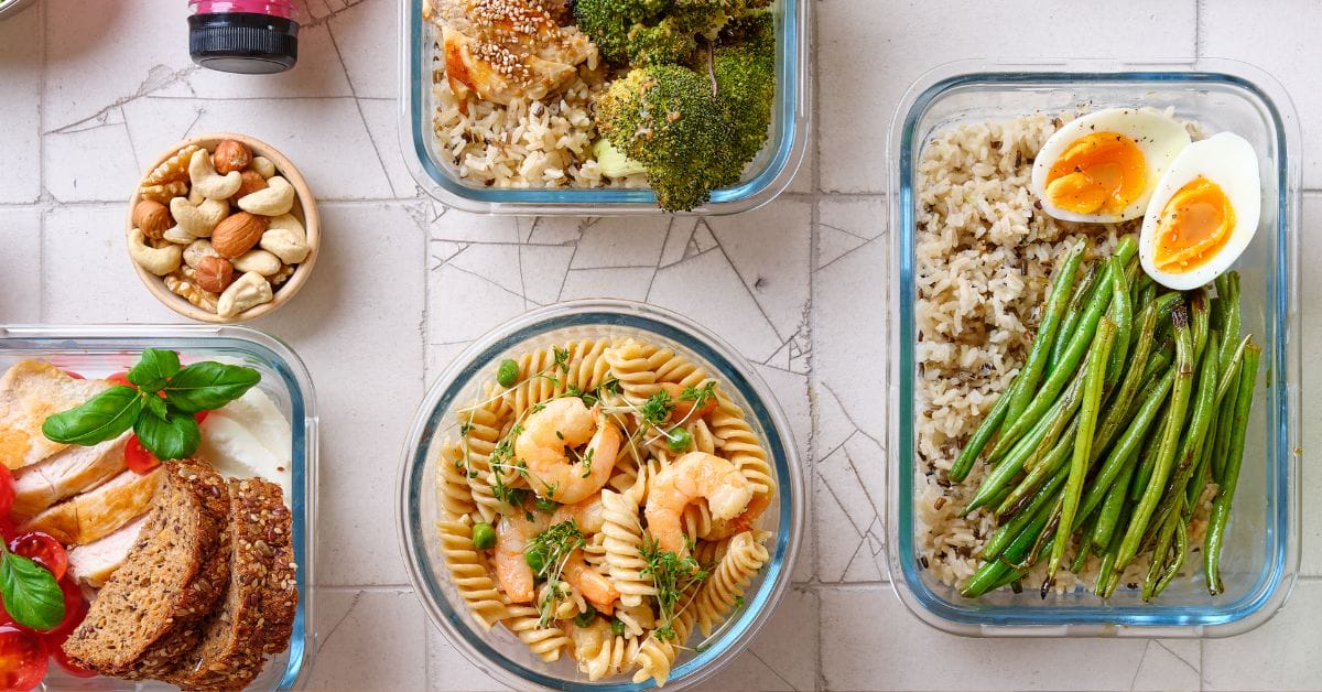 different simple meals in containers