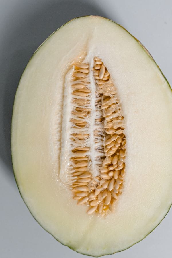 honeydew melon cut in half