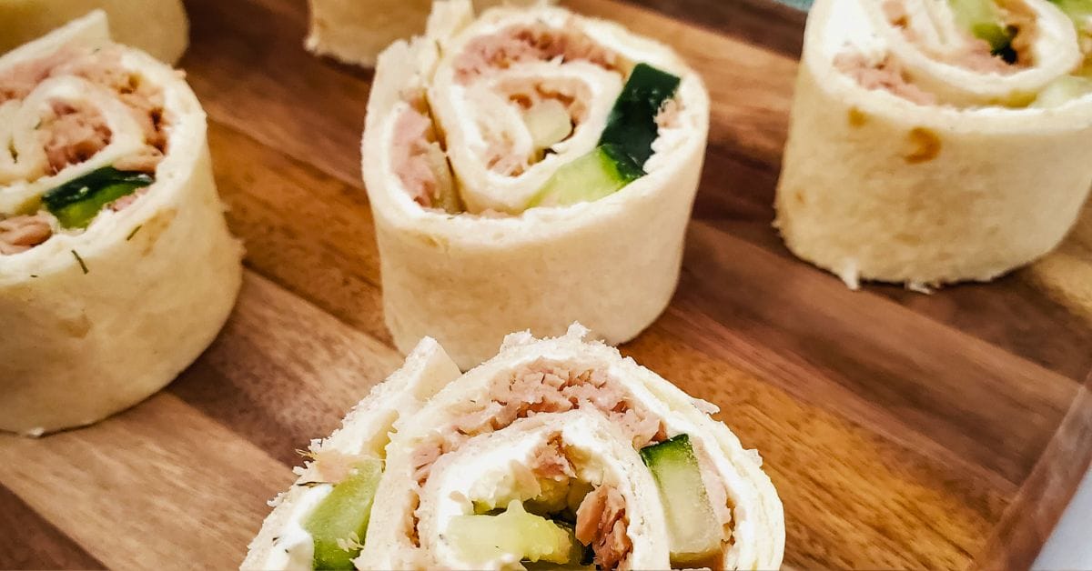 tortilla tuna roll ups with canned tuna and cucumbers