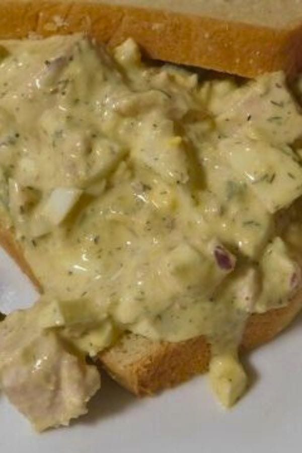 tuna salad on a piece of bread