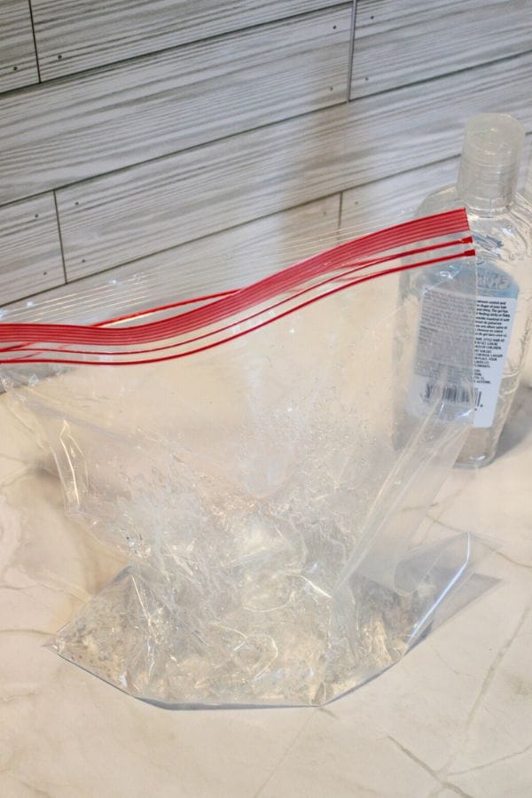 hair gel going in a squish bag