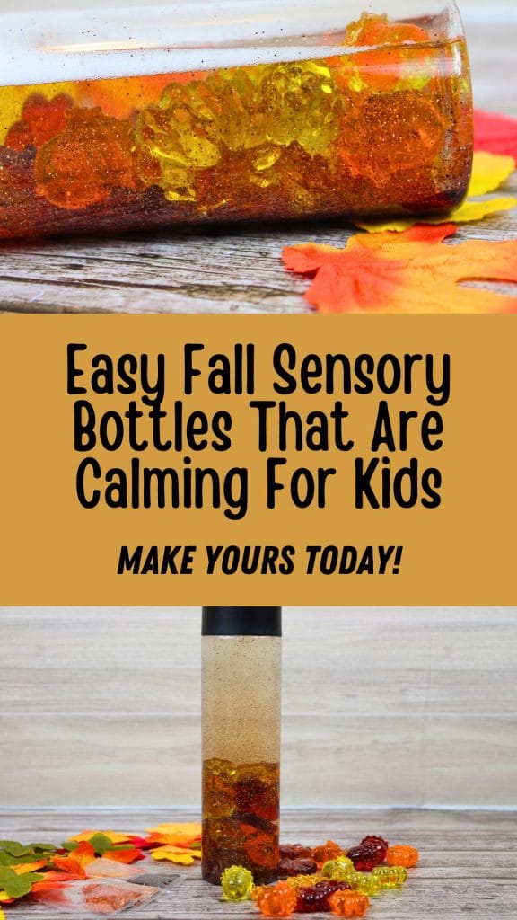 easy fall sensory bottles that are calming for kids. Make yours today.