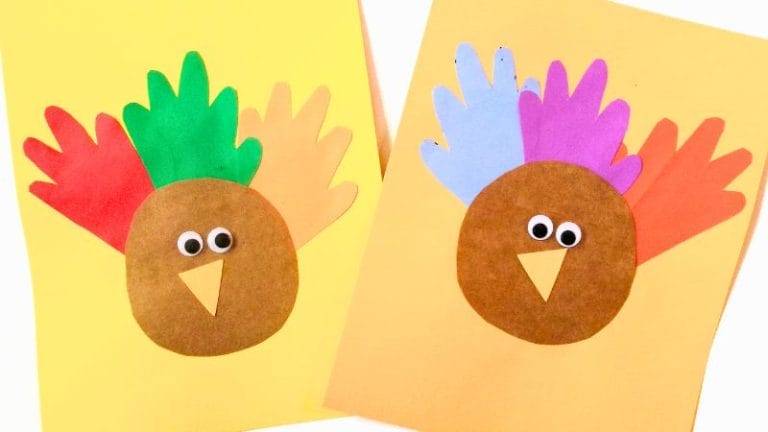 cute turkey handprint craft for thanksgiving on the wall