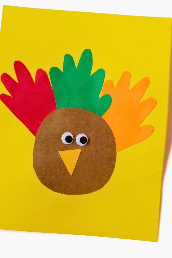 cute turkey handprint craft close up