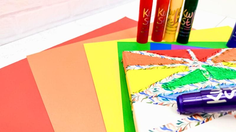 Mess free tape resist paint activity for kids (with kwik stix)