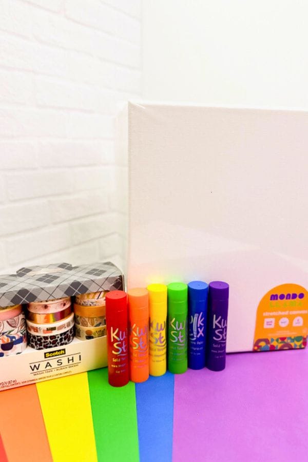 supplies for mess free tape resist paint activity