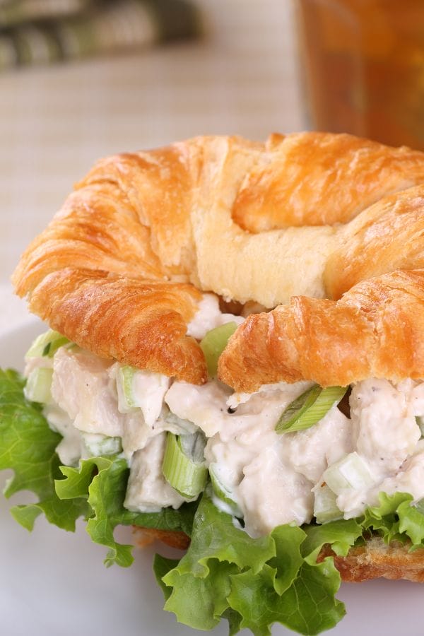 chicken salad sandwich on croissant